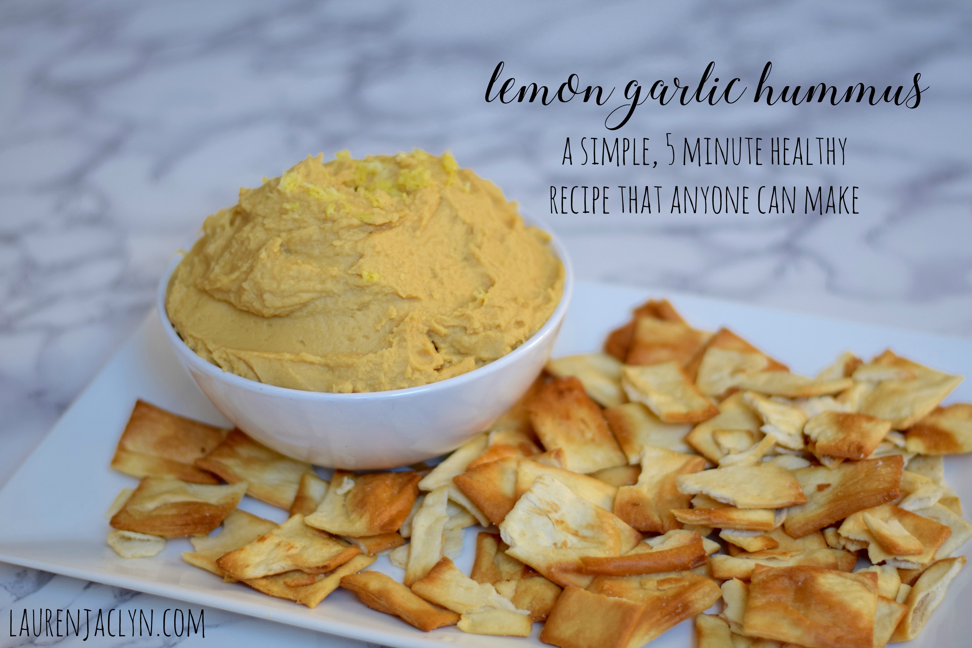 Lemon Garlic Hummus Recipe - LaurenJaclyn.com